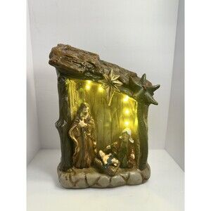 Handmade Vintage Ceramic Nativity, Lighted, 3 Dimensional - Very Unique